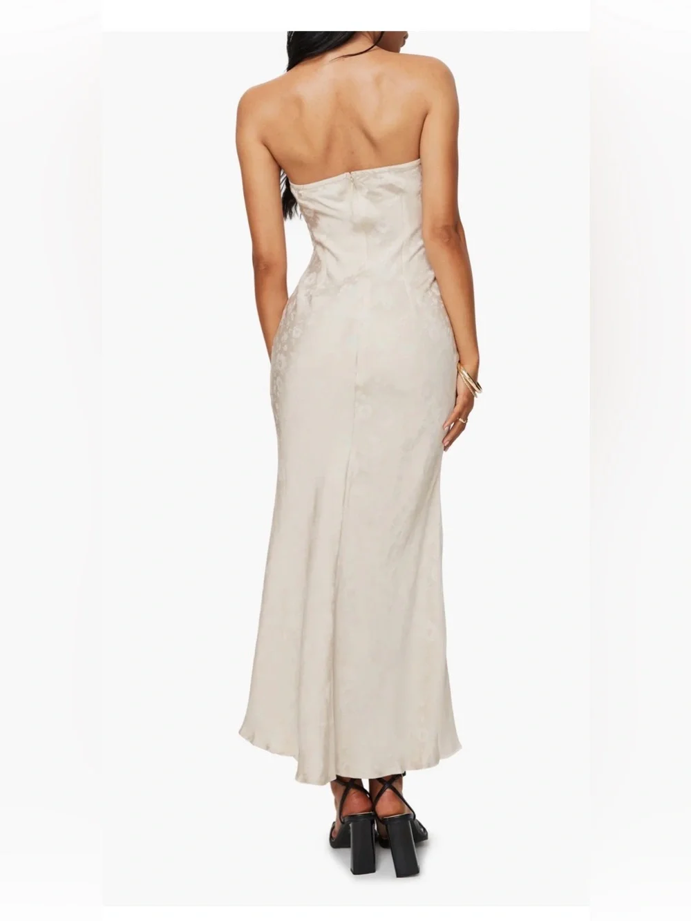 NWT Altar’d State Strapless Jacquard Dress White Floral , Large